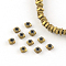 Square Electroplated Non-magnetic Synthetic Hematite Bead Spacers, Golden Plated, 3x3x2mm, Hole: 0.5mm, about 200pcs/strand, 15.7 inch