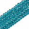 Glass Beads Strands, Faceted, Rondelle, Light Sea Green, 2.9~3.3x2mm, Hole: 0.8mm, about 135~140pcs/strand, 32~34cm