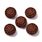 Cinnabar Beads, Carved Lacquerware, Flat Round with Flower, Saddle Brown, 19.5x9mm, Hole: 1.8mm
