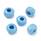 Handmade Lampwork European Beads, Large Hole Beads, Cube, Light Sky Blue, 11.5x11.5x8.5mm, Hole: 5mm