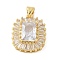 Brass Micro Pave Cubic Zirconia Pendants, Rectangle, Lead Free & Cadmium Free, Long-Lasting Plated, Real 18K Gold Plated, 20x16x8mm, Hole: 4mm