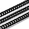 Aluminium Curb Chains, Unwelded, with Spool, Black, 10x6.5x1mm, about 65.62 Feet(20m)/Roll