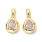 Brass Micro Pave Clear Cubic Zirconia Charms, Cadmium Free & Nickel Free & Lead Free, Teardrop Charms, Real 18K Gold Plated, 13x10x4mm, Hole: 5x2.8mm