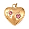 304 Stainless Steel Pendants, Heart, with Rhinestone, Ion Plating(IP), with Jump Ring, Real 18K Gold Plated, Rose, 18.5x17x6.5mm