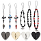 Alloy & Glass Mobile Straps, with Heart Alloy Cell Phone Heart Holder Stand, Mixed Color, 14.3~19cm