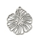 304 Stainless Steel Pendants, Flower Charm, Laser Cut, Anti-Tarnish, Stainless Steel Color, 25.5x23x1.5mm, Hole: 1.5mm