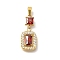 Ion Plating(IP) 304 Stainless Steel Micro Pave Cubic Zirconia Pendants, Rectangle, 20.5x9x3mm, Hole: 4.5x2.5mm