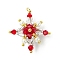 Glass Seed Beaded Tetraptera Pendants, with Jump Ring &  Glass Pearl Round Beads, Red, 31x31x13mm, Hole: 2.5mm