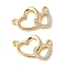Brass Micro Pave Clear Cubic Zirconia Pendants, Heart Charms, Cadmium Free & Lead Free, Long-Lasting Plated, Rack Plating, Real 18K Gold Plated, 10x10x3mm, Hole: 1.2mm