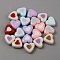Opaque Acrylic Beads, with Enamel, Heart, Mixed Color, 13x14.5x7mm, Hole: 2mm