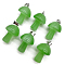 Cat Eye Pendants, with Stainless Steel Finding, Mushroom Charm, Lime Green, 20x15mm