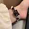 Ceramic & Wood Beads Stretch Bracelet for Women, Cat, Black, 6-1/4 inch(16cm)