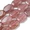 Natural Strawberry Quartz Beads Strands, Hexagon, Faceted, 11~12x16~17x5mm, Hole: 1mm, about 24pcs/strand, 15.55''(39.5cm)