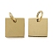 Ion Plating(IP) 304 Stainless Steel Charms, with Jump Ring, Square Charm, Real 14K Gold Plated, 5x5x1mm, Hole: 2mm