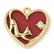 Alloy with Rhinestone Pendants, Heart with Cat, Red, 18.5x20x3mm, Hole: 1.6mm