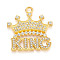 Alloy Rhinestone Pendants, Crown & Word KING, Cadmium Free & Lead Free, Golden, 41x39.5x3.5mm, Hole: 3.5mm