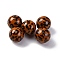 Opaque Acrylic Beads,  Round, with Leopard Print Pattern, Saddle Brown, 15mm, Hole: 2.5mm
