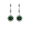 Brass Rhinestone Dangle Stud Earrings, Flat Round, Green, 31x11mm