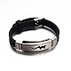 Bijoux bracelets de cordon en caoutchouc de couleur noire BJEW-G468-20-1