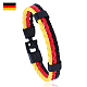 旗色イミテーション レザー トリプル ライン コード ブレスレット合金クラスプ  男性女性のためのドイツのテーマのジュエリー  きいろ  8-1/4インチ（21cm） GUQI-PW0001-087F-1