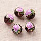 Flower Picture Printed Glass Round Beads GLAA-J088-12mm-A-2