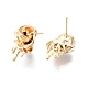 Brass Rose Stud Earrings for Women EJEW-G321-09G-2