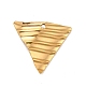 304ステンレス鋼ペンダント  テクスチャ  三角形  ゴールドカラー  17x19x2.5mm  穴：1.2mm STAS-D187-01G-2