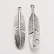 Tibetan Style Alloy Feather Pendants X-TIBEP-Q043-326-RS-3