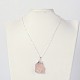 Bisel natural de piedras preciosas en bruto en bruto rosa collares pendientes de cuarzo NJEW-JN01110-5