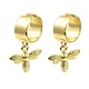 Rack Plating Brass Bee Dangle Cuff Earrings KK-B077-16G-1