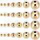 BENECREAT 210Pcs Brass Beads 7 Size Spacer Beads 18k Gold Plated Round Bead for DIY bracelet necklace Craft Making KK-BC0002-41-NF-1
