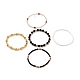 5 Stück 5 Stil natürliches schwarzes Onyx & synthetischer Hämatit & Glasperlen Stretch-Armbänder Set BJEW-JB07670-02-4