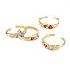 Brass Micro Pave Colorful Cubic Zirconia Cuff Rings RJEW-S044-157-NF-1