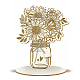 Biglietto di auguri con bouquet di fiori in legno AJEW-WH0441-002-1