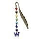 Marque-page pendentif en émail en alliage papillon avec perle de pierre précieuse chakra AJEW-JK00253-03-1