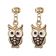 5 Pair 5 Color Alloy Enamel Owl Dangle Stud Earrings EJEW-JE05235-3