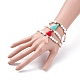 3 pièces 3 couleurs pierre de lave naturelle et zircone cubique bracelets extensibles perlés sertis avec et breloque gland BJEW-JB07599-4