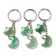 Reiki naturel vert aventurine lune et étoile pendentif porte-clés KEYC-P015-02P-03-1