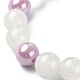 Bracelet extensible en résine étincelante et en acrylique avec perles en forme de cœur pour enfants BJEW-JB09549-4