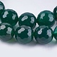 天然石瑪瑙ラウンドビーズ連売り  染め  多面カット  濃い緑  10mm  穴：1mm  約38個/連  14.56インチ X-G-L084-10mm-41-3