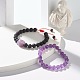 Natural Amethyst & Lava Rock Braided Bead Bracelets Set for Girl Women BJEW-JB06972-04-4