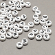 Perline con lettere a foro orizzontale in acrilico bianco e nero SACR-Q101-01-2