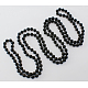 Colliers de perles en verre, Colliers 3 couche, noir, collier: environ 58 pouce de long, perles: environ 8 mm de diamètre