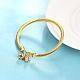 Real 18K Gold Plated Brass Cubic Zirconia Flower Charm Bangles for Women BJEW-BB10793-3