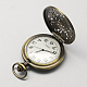 Vintage Hollow Flat Round Zinc Alloy Quartz Watch Heads for Pocket Watch Pendant Necklace Making WACH-R005-47-3