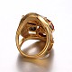 Golden Tone Chic Lady's 316 Stainless Steel Rhinestone Wide Band Finger Rings RJEW-J066-61-16mm-4