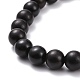 Bracelet extensible en perles d'obsidienne naturelle ronde sculptée om mani padme hum BJEW-JB07090-5
