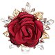 Rosa de tela con broche de rhinestone de cristal JEWB-WH0028-12LG-1