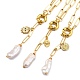 Natural Baroque Pearl Keshi Pearl Lariat Necklaces, with Brass Spring Ring Clasps and Alloy Rhinestone Pendant, Flat Round & Sun & Oval, Golden, 18.90 inch(48cm), pearl: 13~20mm long, 6~10mm wide, 3pcs/set
