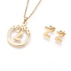 304 Stainless Steel Rhinestone Pendant Necklaces and Stud Earrings Jewelry Sets SJEW-L194-01Z-1